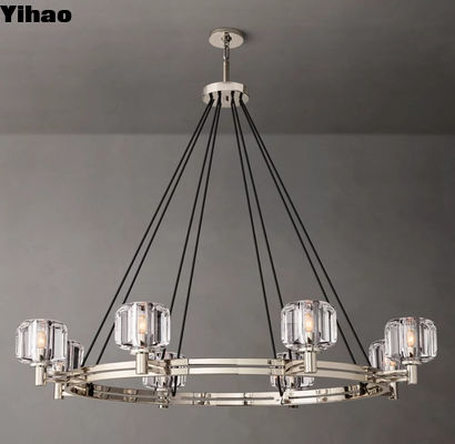 comprar Níquel / latão / bronze acabamento feito sob encomenda candelabro teto montado 48' diâmetro 7' H fabricação em linha
