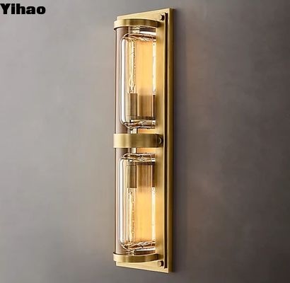 comprar Lâmpadas de parede decorativas de vidro K9 Duas lâmpadas de parede de cristal de ouro de 40W fabricação em linha