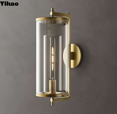 comprar Sombra cilíndrica interna K9 Vidro Sconces de parede ornamentais acabamento de bronze fabricação em linha