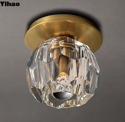 comprar Lâmpada de teto montada em latão, esculpida, escovada, de latão e vidro 110-120V fabricação em linha