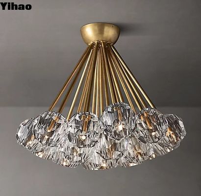 comprar Lâmpadas de tecto de luxo de vidro K9 transparente acabamento de níquel polido fabricação em linha