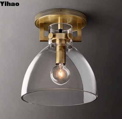 comprar Quadros de níquel polido vidro de latão flush montar luz de teto 40W fabricação em linha