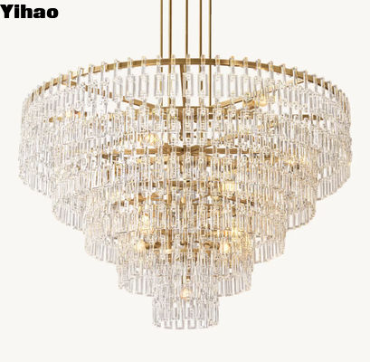 comprar Casa de fazenda de cristal de latão Large Foyer Pendant Light Chrome Finish fabricação em linha