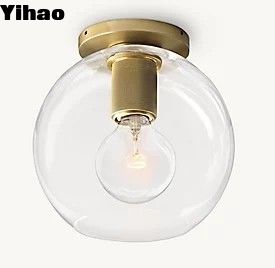 comprar Lâmpadas de teto de luxo de vidro soprado Lâmpadas de bronze de montagem 40w fabricação em linha