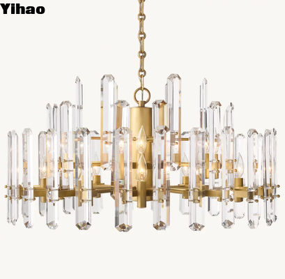 comprar OEM ODM Moderno Cristal Latão teto candelabro com tipo lâmpada incandescente fabricação em linha