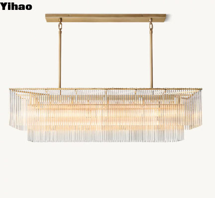 comprar Amadeo Lustreiro de vidro moderno retangular, com cabo de 110-240V fabricação em linha