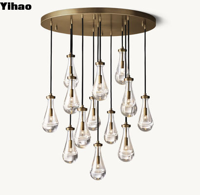 comprar E12 / Candelabro Lâmpadas de Tecto de Latão 36'' Lâmpadas Redondas de Gota de Chuva fabricação em linha