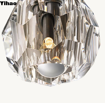 comprar Lâmpada de teto de vidro transparente com acabamento de cristal e latão incorporado fabricação em linha