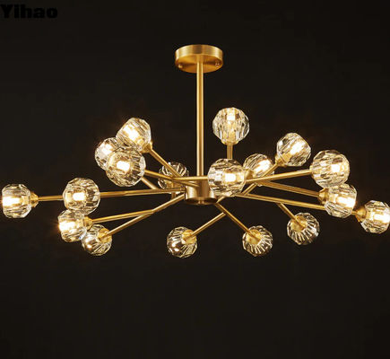 comprar Cluster redondo Cristal de bola candelabro em latão acabamento para sala de jantar sala de estar fabricação em linha