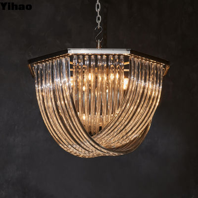 comprar Pendente de vidro cruzado teto de cristal candelabro montado com acabamento de latão fabricação em linha