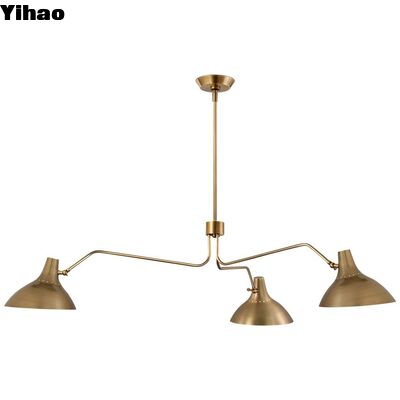 comprar YH Industrial Vintage Copper Brass Crystal Chandelier com luz LED branca quente 3500K e altura ajustável para sala de estar da cozinha fabricação em linha