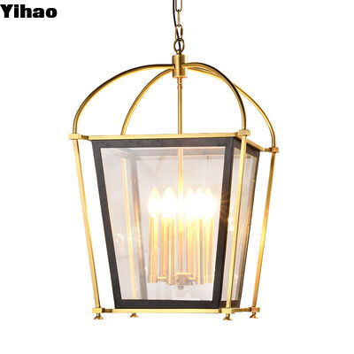 comprar Yihao Custom Simple Creative Design Brass Cage Lanterna LED Pendente Luz com 3 anos de garantia para a Ilha da Cozinha fabricação em linha