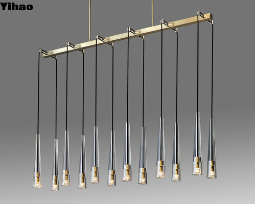 comprar Moderno Solid Brass Crystal Shades Chandelier de altura ajustável para sala de estar e quarto fabricação em linha