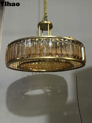comprar Moderno Luxury Brass Body K9 Crystal Shade 3500K Quente Branco Lustreiro Pendente Luz fabricação em linha