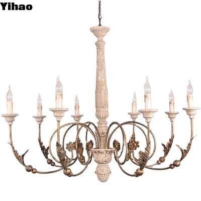 comprar Antico ouro floral de ferro estrutura cristal de madeira candelabro com altura ajustável para sala de estar sala de jantar fabricação em linha