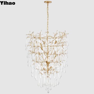 comprar Moderno Nordic Corpo de Brass Cristal Sombra Lustreiro com 3500K Quente Branco LED Suspensa Iluminação fabricação em linha