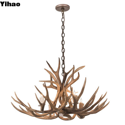 comprar Lâmpada suspendida de veado de madeira com LED branco neutro de 4100K e altura ajustável para decoração de hotel vintage fabricação em linha