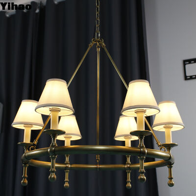 comprar YH American Style 6-Light Solid Brass Chandelier Altura Ajustável Pendente Luz para Sala de Jantar Cozinha fabricação em linha