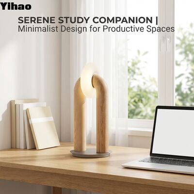 comprar Lâmpada de mesa de madeira minimalista em forma de U moderna com iluminação LED multicolor para cama e secretária fabricação em linha