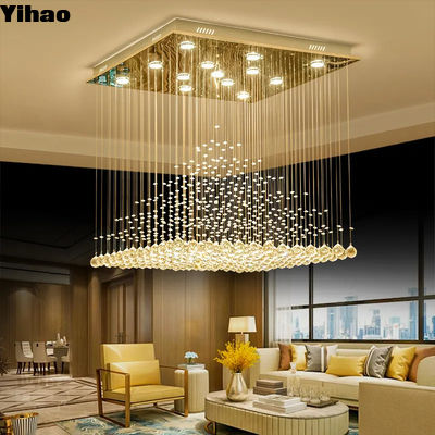 Lâmpada de teto de cristal de candelabro contemporâneo com fio duro 82-265 volts