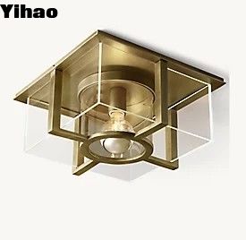 Lâmpada de teto de bronze de sombra cilíndrica interna 40w