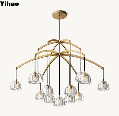 Lustres de teto contemporâneos de cristal de latão polido