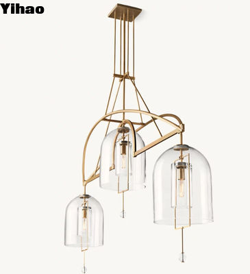 50.8 kg Fulcrum Linear Brass Crystal Chandelier com decoração e cor personalizável