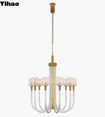 KW 5401 Reverie Medium Single Tier Chandelier Latão / Níquel Polido / Bronze Com Vidro de Faixas Claras