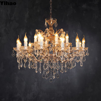 Candelabro de Cristal Retro Francês 18 lâmpadas Dimmable com cadeia ajustável / vara