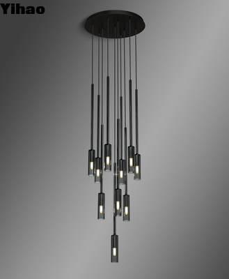 Altura ajustável Lustreiro circular de latão moderno com pingente de cristal oval