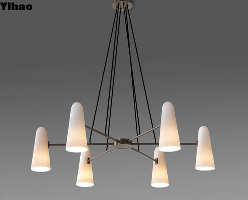 Montfalcon Modern Brass Chandelier com base de lâmpada E12 e altura ajustável