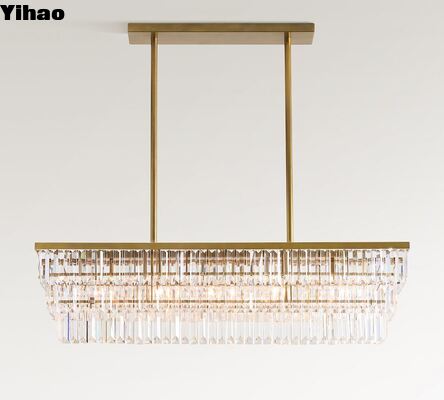 Modern Brass Finish Cut Crystal Glass LED Chandelier com 50000 horas de vida útil para sala de estar