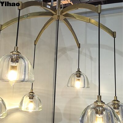 Lâmpadas de latão e cristal feitas à mão com LED branco quente de 3500K para salas de estar de luxo