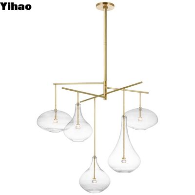 Modern Luxury Brass Body Crystal Shade Pendant Light com iluminação suspensa LED branca quente 3500K