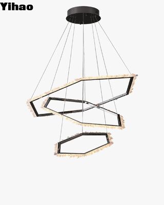 Candelabro de sombra de cristal de altura ajustável com luz branca quente de 3500K para interiores modernos