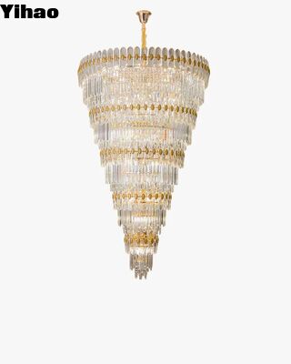 Candelabro de cristal K9 de ouro com 3500K de luz branca quente para salas de estar modernas