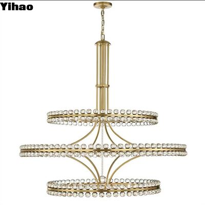 Moderno candelabro de cristal com altura ajustável e 50000 horas de vida útil para hotel e casa