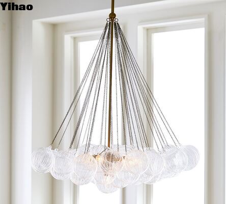 Yihao Simple Vintage Brass Finish Pendant Chandelier com 2700K de luz branca quente para sala de estar moderna simples luxo